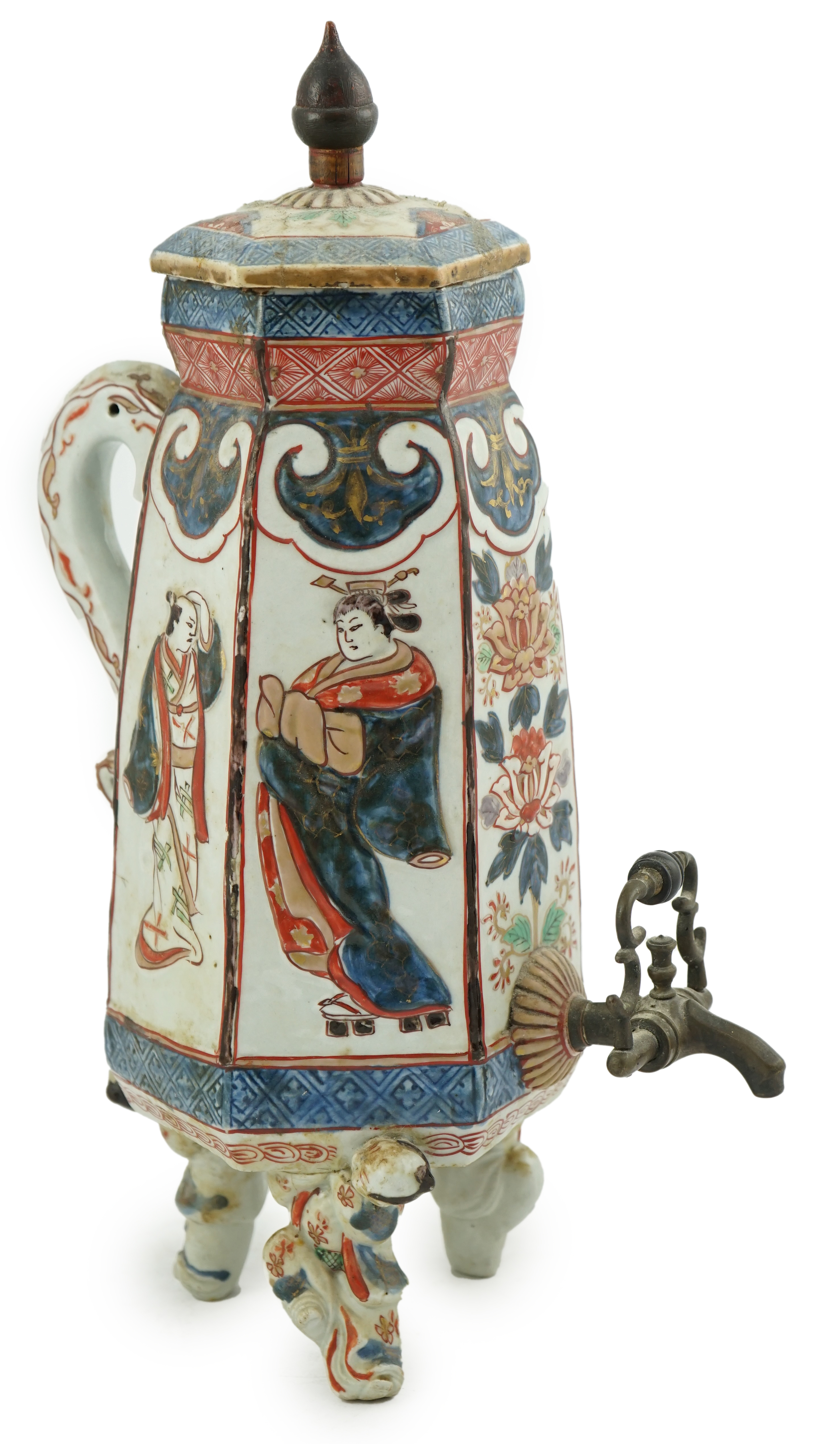 A Japanese Imari style coffee pot, Hizen ware, c.1700-1730